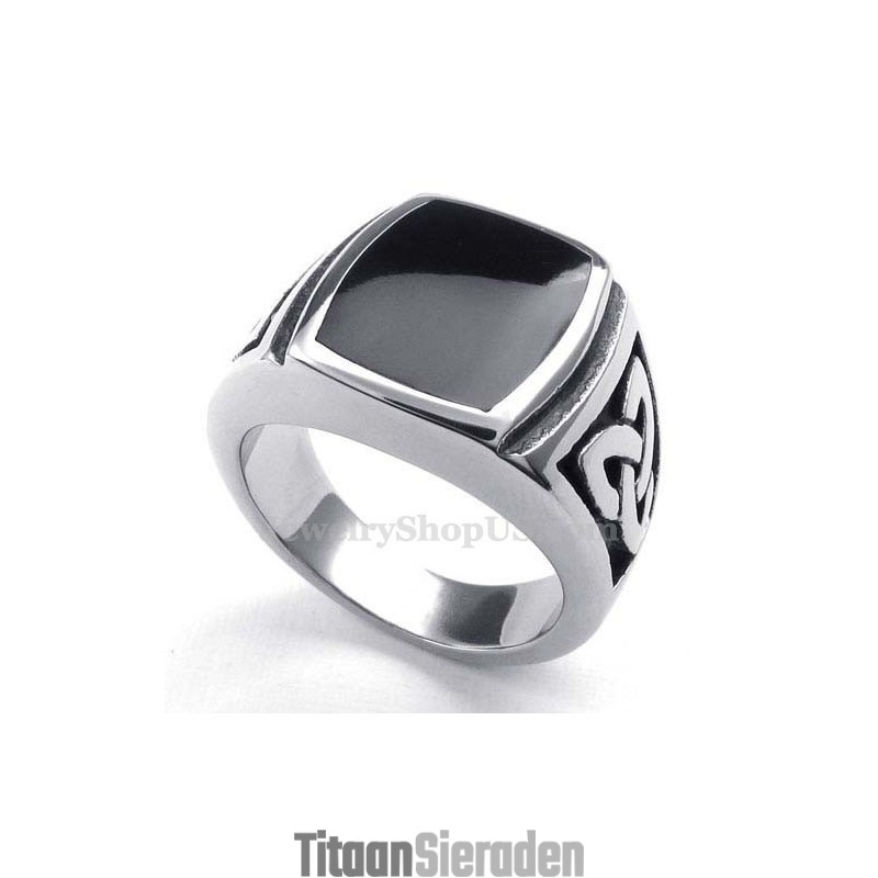 Zwarte Titanium Ring Voor Heren
