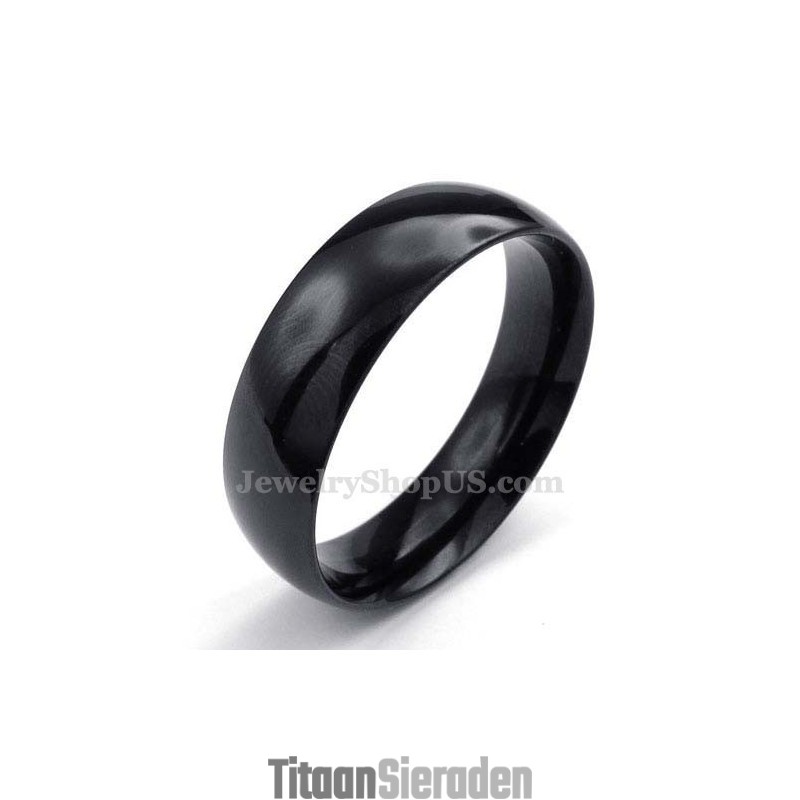 6 Mm Zwarte Titanium Gladde Ring