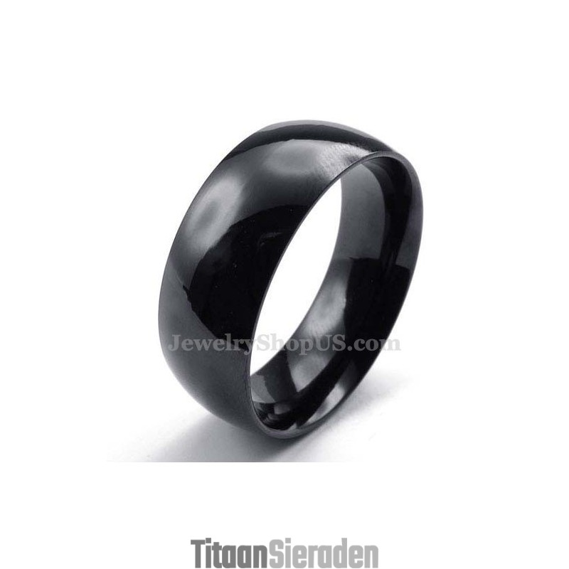 8 Mm Zwarte Gladde Titanium Ring 8 Mm Zwarte Gladde Titanium Ring
