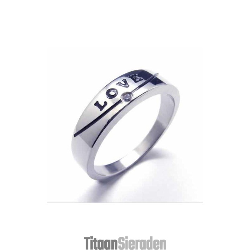 Liefdesdiamantenset 5 Mm Titanium Ingelegde Ring