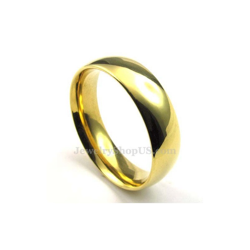 6 Mm Gouden Titanium Ronde Ring