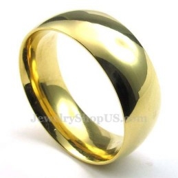 8 Mm Gouden Titanium Ronde Ring