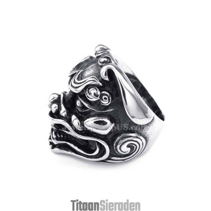 Titanium Leeuwenkop Ring