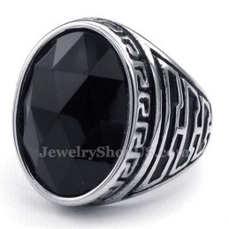 Heren Titanium Ring Met Zwarte Zirkoon