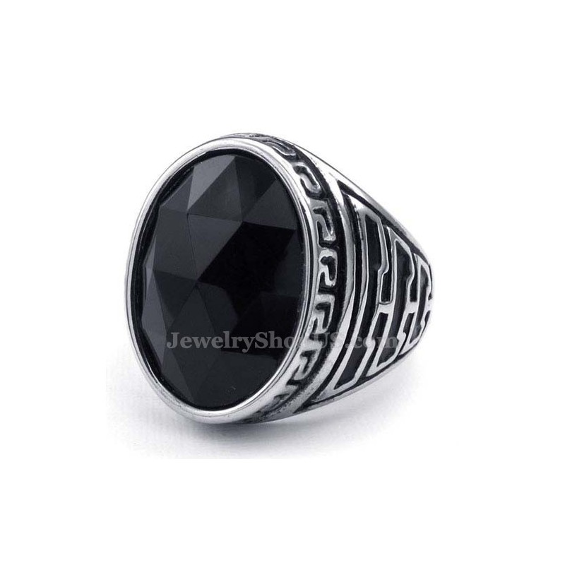 Heren Titanium Ring Met Zwarte Zirkoon