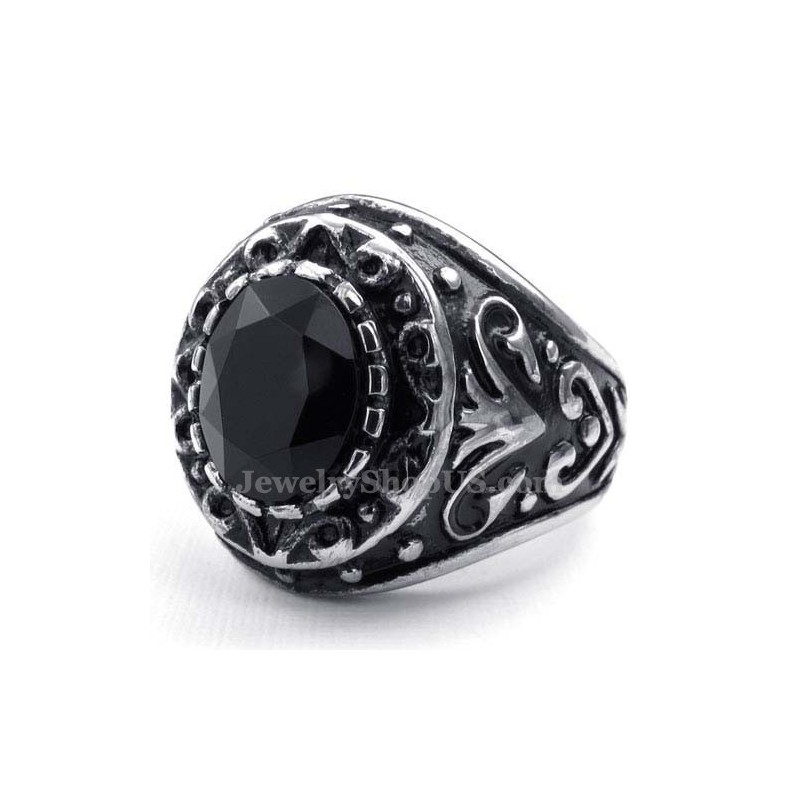 Heren Titanium Ring Met Zwarte Zirkoon