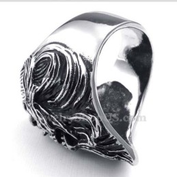 Titanium Schedelring Met Rode Zirkonia Ogen