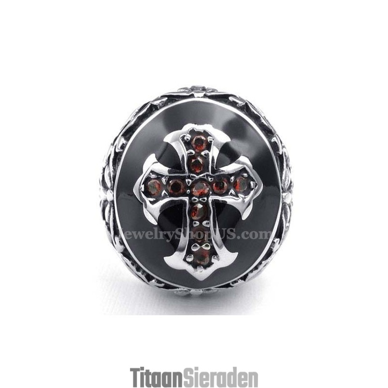 Titanium Rode Zirkoon Kruisring