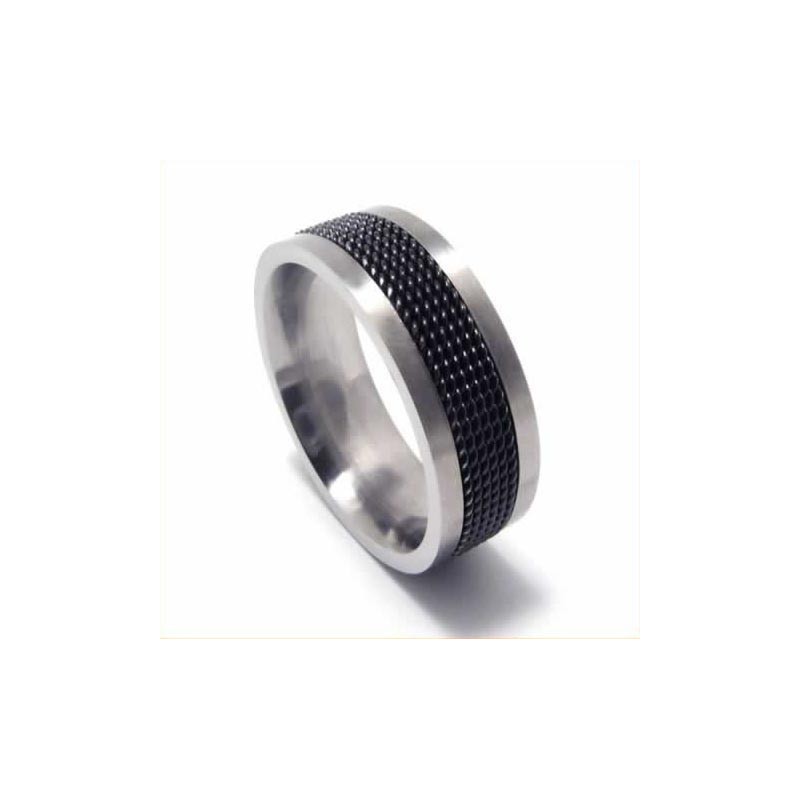 Meshed Heren 7Mm Zwarte Titanium Ring Meshed Heren 7Mm Zwarte Titanium Ring