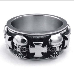 Titanium Ronde Kruis Schedel Ring