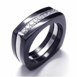8 Mm Diamanten Unisex Zwarte Titanium Bandring
