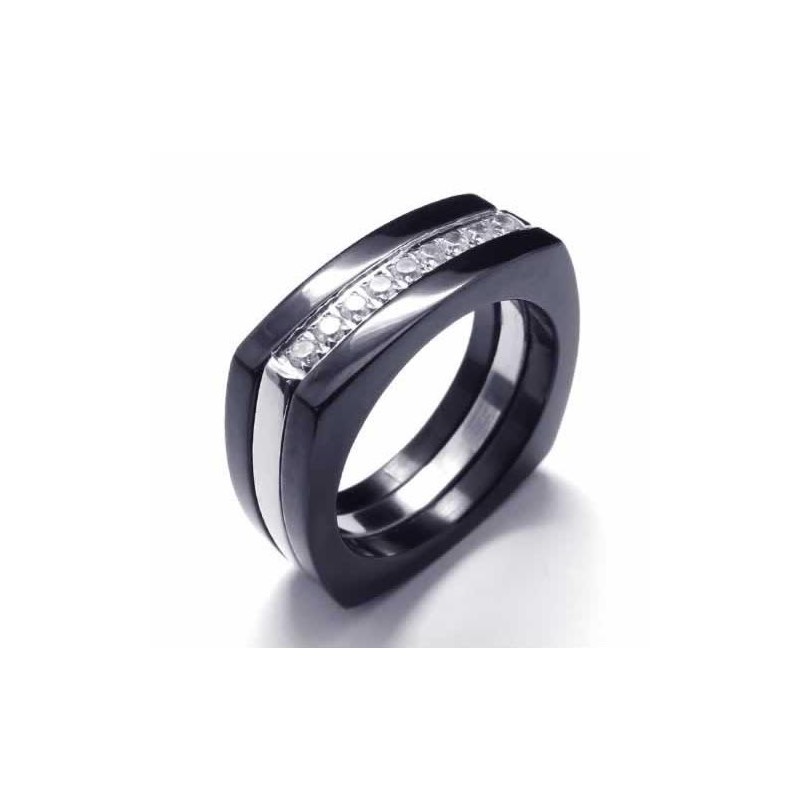 8 Mm Diamanten Unisex Zwarte Titanium Bandring