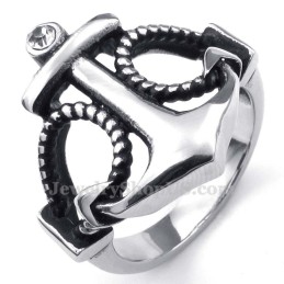 Titanium Ankerring Met Witte Zirkoon