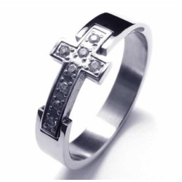 8 Mm Kruisdiamant Unisex Titanium Ring