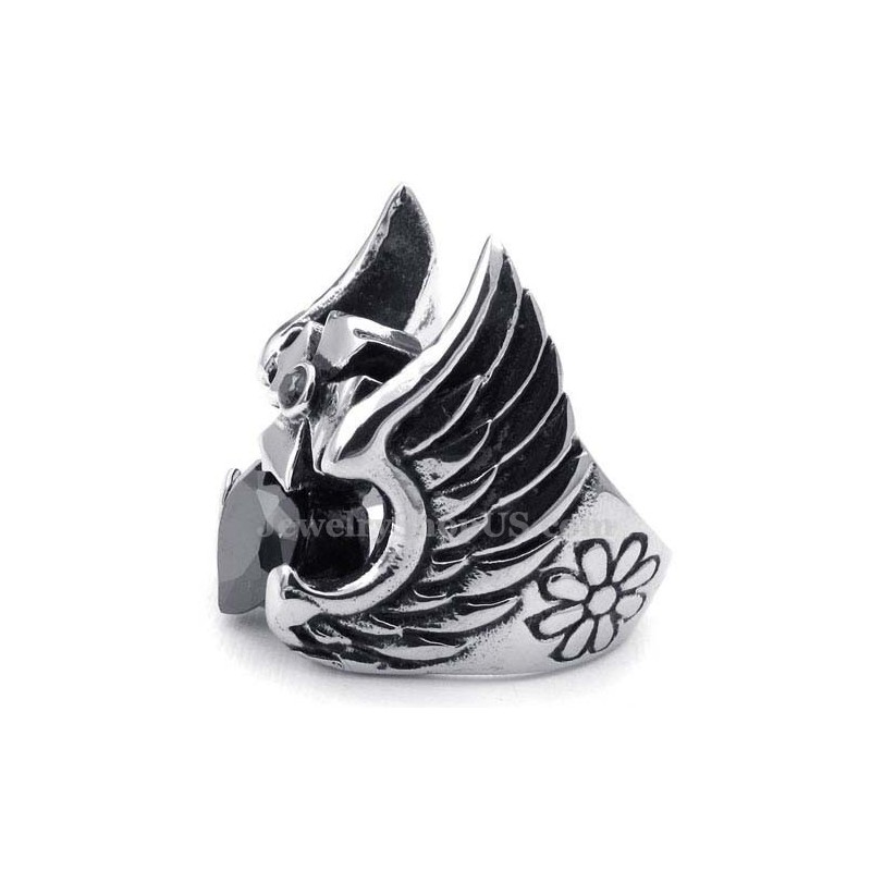 Titanium Kruisveerring Met Zwarte Zirkoon Titanium Kruisveerring Met Zwarte Zirkoon