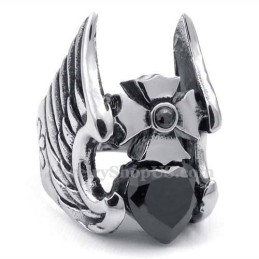 Titanium Kruisveerring Met Zwarte Zirkoon