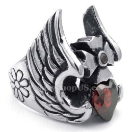 Titanium Kruisveerring Met Rode Zirkoon