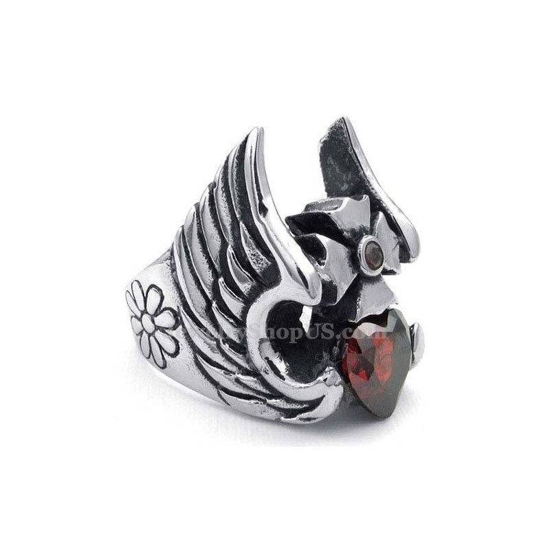 Titanium Kruisveerring Met Rode Zirkoon Titanium Kruisveerring Met Rode Zirkoon