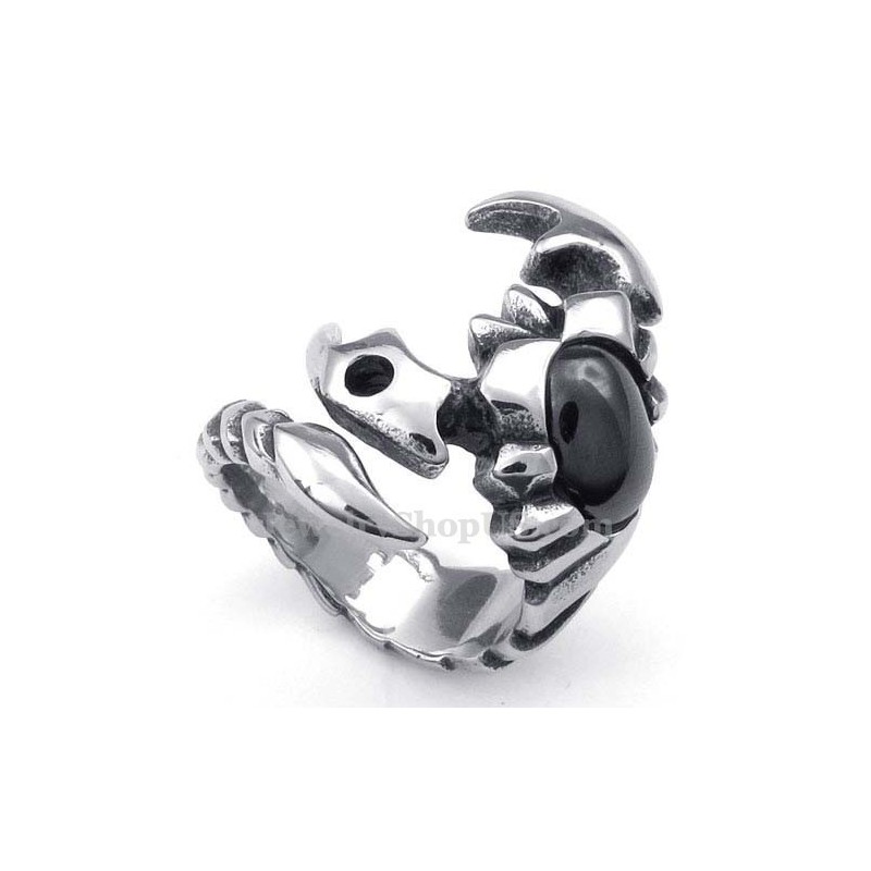 Titanium Schorpioen Ring Met Zwarte Zirkoon