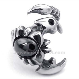 Titanium Schorpioen Ring Met Zwarte Zirkoon