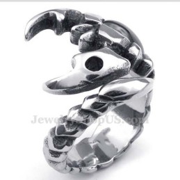 Titanium Schorpioen Ring Met Zwarte Zirkoon