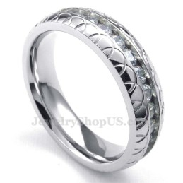Titanium Ronde Ring Met Witte Zirkoon