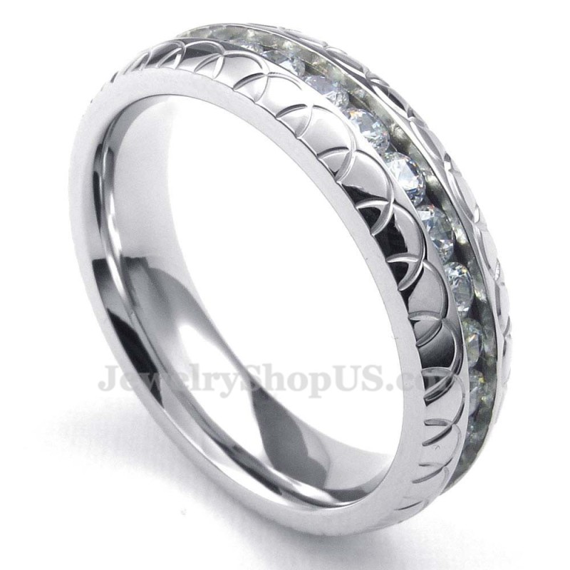 Titanium Ronde Ring Met Witte Zirkoon Titanium Ronde Ring Met Witte Zirkoon