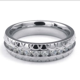 Titanium Ronde Ring Met Witte Zirkoon