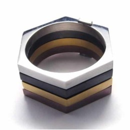 Zeshoekige Gekleurde Titanium Ring Van 11 Mm