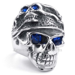 Titanium Schedelring Met Blauwe Zirkoon