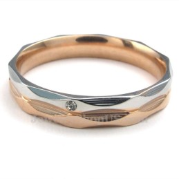 Roségouden Titanium Koppelring Met Witte Zirkoon