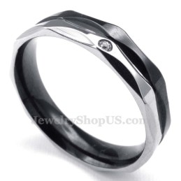 Zwarte Titanium Koppelring Met Witte Zirkoon