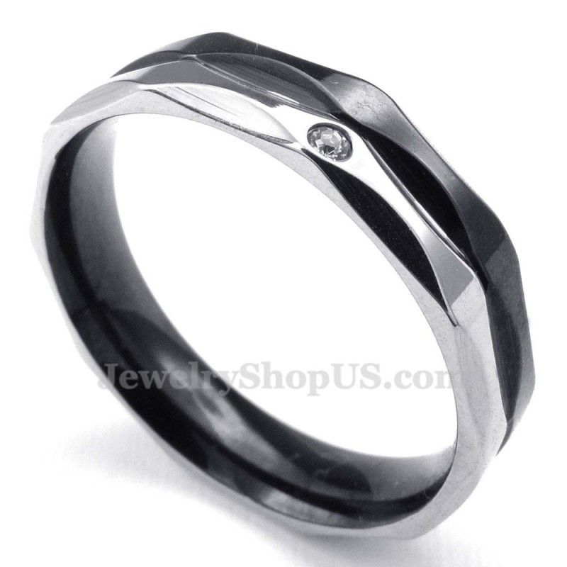 Zwarte Titanium Koppelring Met Witte Zirkoon