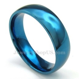 6 Mm Ronde Blauwe Titanium Ring