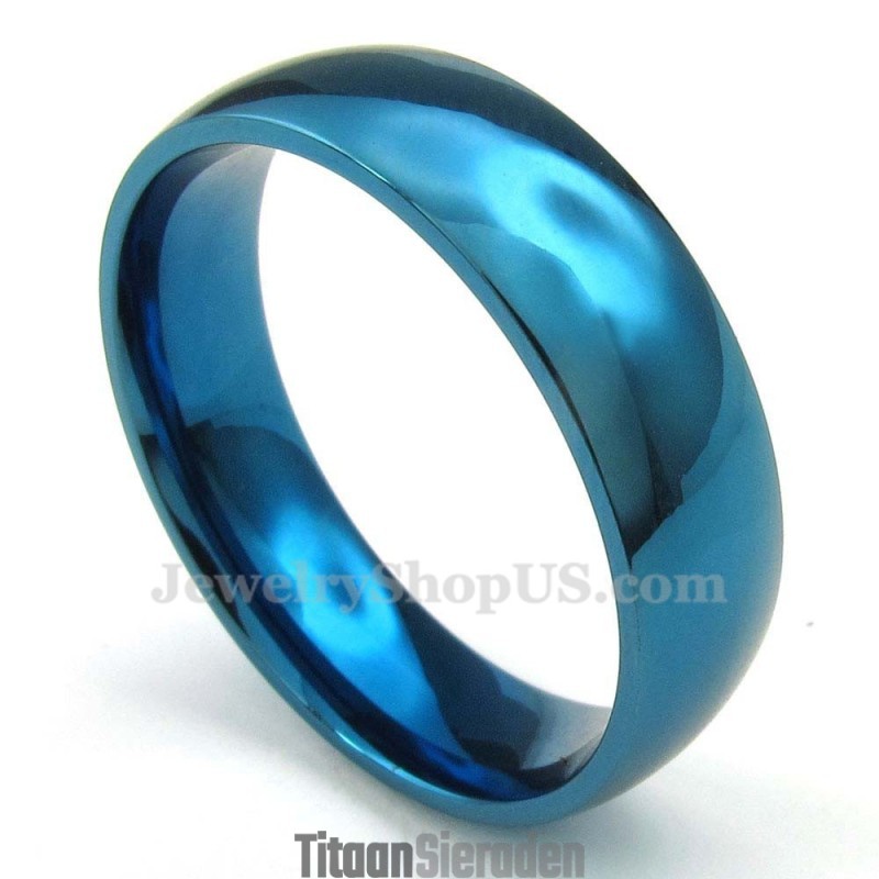 6 Mm Ronde Blauwe Titanium Ring 6 Mm Ronde Blauwe Titanium Ring