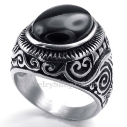 Titanium Ring Met Zwarte Siersteen