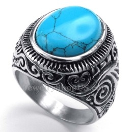 Titanium Ring Met Blauwe Siersteen