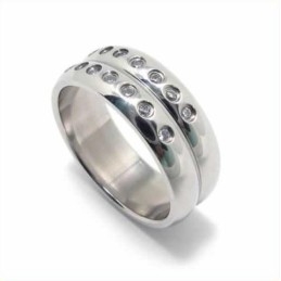Diamanten 8 Mm Titanium Ingelegde Ring