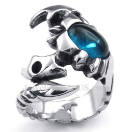 Titanium Schorpioen Ring Met Blauwe Zirkoon
