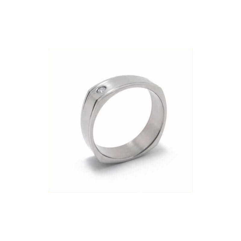 Diamanten Zetting 6 Mm Titanium Ingelegde Ring