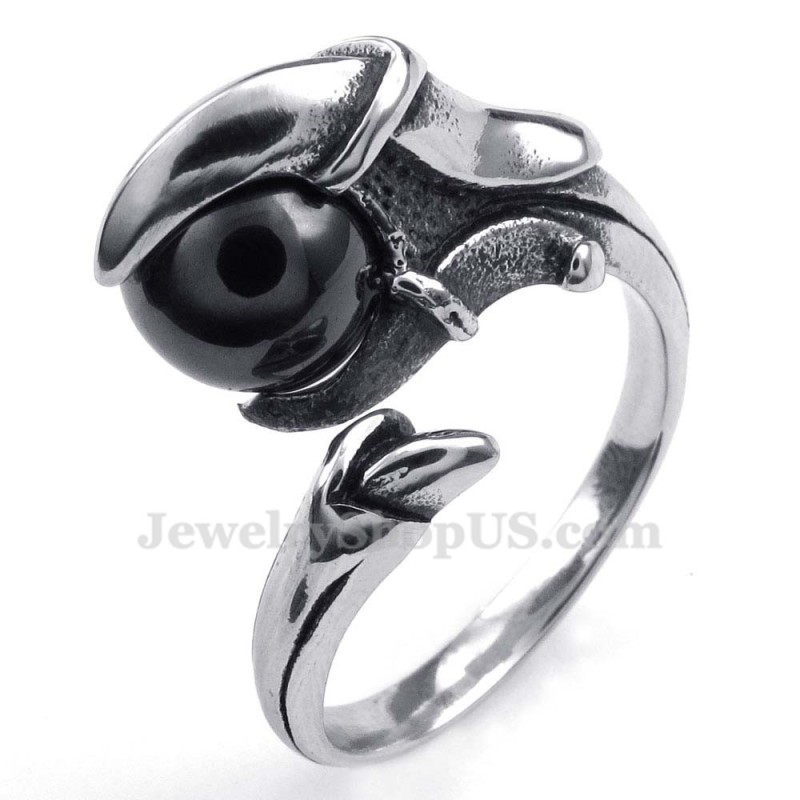 Titanium Pootring Met Zwarte Zirkoon Titanium Pootring Met Zwarte Zirkoon