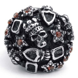 Titanium Schedelring Met Rode Zirkoon