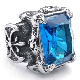 Titanium Ring Met Blauwe Zirkoon