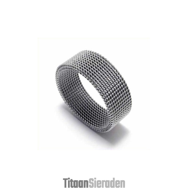 Unisex 8 Mm Titanium Ring Met Mesh Unisex 8 Mm Titanium Ring Met Mesh