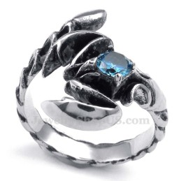 Titanium Schorpioen Ring Met Blauwe Zirkoon