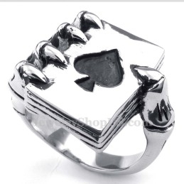 Titanium Skelet Spookhand Spades Poker Vingerring