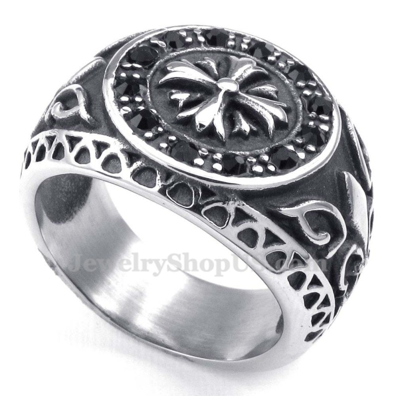 Titanium Ring Met Zwarte Strass Titanium Ring Met Zwarte Strass