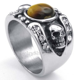 Titanium Schedelring Met Siersteen