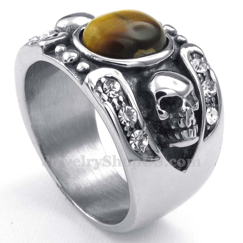 Titanium Schedelring Met Siersteen
