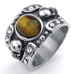 Titanium Schedelring Met Siersteen